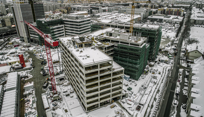 Agora Budapest Hub - white construction on the left